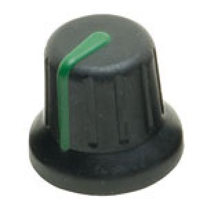 Knob Ø16mm, black with green line, 6 mm D-fit